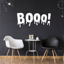Vinyl Wall Art Decal - Booo - 22" x 51" - Fun Halloween Slimey Letters Seasonal Decoration Sticker - Kids Teens Adults Indoor Outdoor Wall Door Window Living Room Office Decor (22" x 51"; White) White 22" x 51"