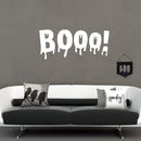 Vinyl Wall Art Decal - Booo - 22" x 51" - Fun Halloween Slimey Letters Seasonal Decoration Sticker - Kids Teens Adults Indoor Outdoor Wall Door Window Living Room Office Decor (22" x 51"; White) White 22" x 51" 4