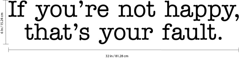Vinyl Wall Art Decal - If You’re Not Happy That’s Your Fault - 6" x 32" - Inspirational Workplace Bedroom Apartment Decor Decals - Modern Indoor Outdoor Home Living Room Office Quotes Black 6" x 32" 4