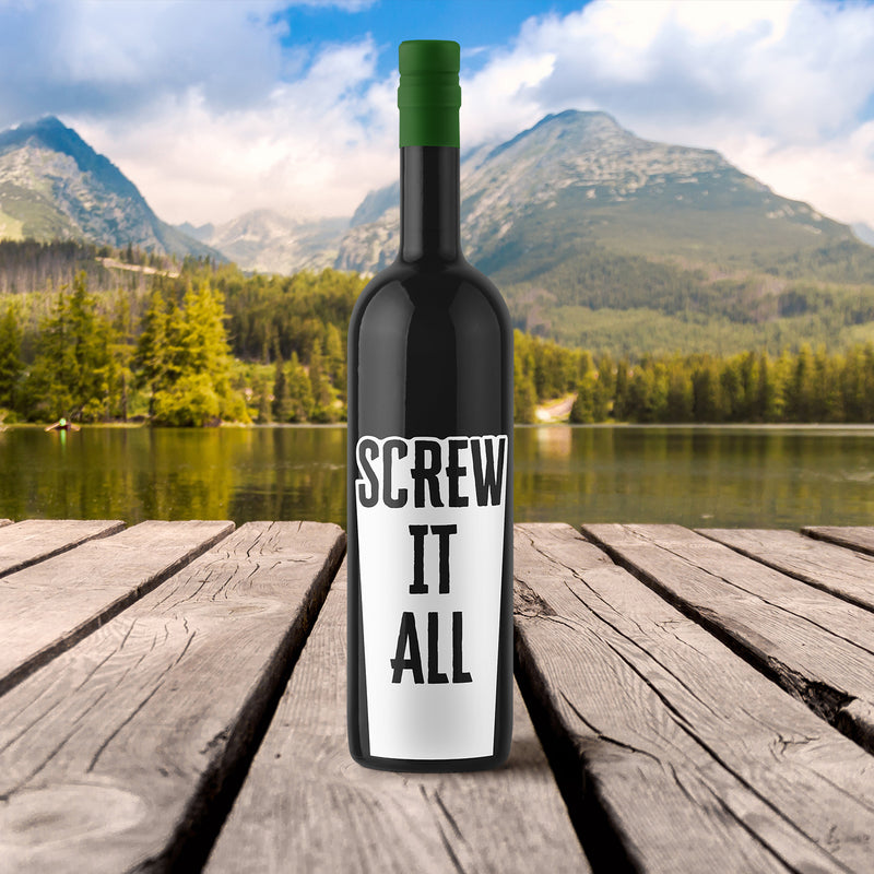 Thank You Wine Bottle Vinyl Sticker Decal - Screw It All - - Funny Humor Unique Party Favor Holiday Season Family Reunion Employee Appreciation Gift   4