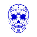 Vinyl Wall Art Decal - Day of The Dead Skull - 21" x 15" - Sugar Skull Mexican Holiday Seasonal Sticker - Kids Teens Adults Indoor Outdoor Wall Door Window Living Room Office Decor (21" x 15"; Blue) Blue 21" x 15"