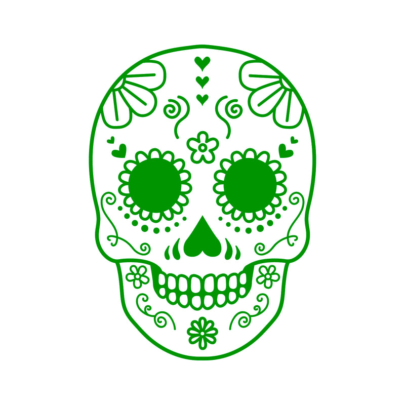 Vinyl Wall Art Decal - Day of The Dead Skull - 21" x 15" - Sugar Skull Mexican Holiday Seasonal Sticker - Kids Teens Adults Indoor Outdoor Wall Door Window Living Room Office Decor (21" x 15"; Green) Green 21" x 15"