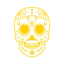 Vinyl Wall Art Decal - Day Of The Dead Skull - 21" x 15" - Sugar Skull Mexican Holiday Seasonal Sticker - Kids Teens Adults Indoor Outdoor Wall Door Window Living Room Office Decor (21" x 15"; Yellow) Yellow 21" x 15"