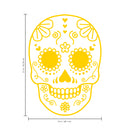 Vinyl Wall Art Decal - Day Of The Dead Skull - 21" x 15" - Sugar Skull Mexican Holiday Seasonal Sticker - Kids Teens Adults Indoor Outdoor Wall Door Window Living Room Office Decor (21" x 15"; Yellow) Yellow 21" x 15" 2
