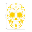 Vinyl Wall Art Decal - Day Of The Dead Skull - 21" x 15" - Sugar Skull Mexican Holiday Seasonal Sticker - Kids Teens Adults Indoor Outdoor Wall Door Window Living Room Office Decor (21" x 15"; Yellow) Yellow 21" x 15" 2