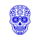 Vinyl Wall Art Decal - Day of The Dead Skull with Cross - 14" x 10" - Sugar Skull Mexican Holiday Seasonal Sticker - Teens Adults Indoor Outdoor Wall Door Living Room Office Decor (14" x 10"; Blue) Blue 14" x 10" 2