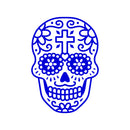 Vinyl Wall Art Decal - Day of The Dead Skull with Cross - 14" x 10" - Sugar Skull Mexican Holiday Seasonal Sticker - Teens Adults Indoor Outdoor Wall Door Living Room Office Decor (14" x 10"; Blue) Blue 14" x 10" 2