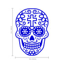 Vinyl Wall Art Decal - Day of The Dead Skull with Cross - 14" x 10" - Sugar Skull Mexican Holiday Seasonal Sticker - Teens Adults Indoor Outdoor Wall Door Living Room Office Decor (14" x 10"; Blue) Blue 14" x 10" 3