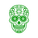 Vinyl Wall Art Decal - Day of The Dead Skull with Cross - 14" x 10" - Sugar Skull Mexican Holiday Seasonal Sticker - Teens Adults Indoor Outdoor Wall Door Living Room Office Decor (14" x 10"; Green) Green 14" x 10" 3