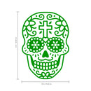 Vinyl Wall Art Decal - Day of The Dead Skull with Cross - 14" x 10" - Sugar Skull Mexican Holiday Seasonal Sticker - Teens Adults Indoor Outdoor Wall Door Living Room Office Decor (14" x 10"; Green) Green 14" x 10" 4