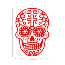 Vinyl Wall Art Decal - Day of The Dead Skull with Cross - 14" x 10" - Sugar Skull Mexican Holiday Seasonal Sticker - Teens Adults Indoor Outdoor Wall Door Living Room Office Decor (14" x 10"; Red) Red 14" x 10" 3