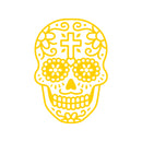 Vinyl Wall Art Decal - Day of The Dead Skull with Cross - 14" x 10" - Sugar Skull Mexican Holiday Seasonal Sticker - Teens Adults Indoor Outdoor Wall Door Living Room Office Decor (14" x 10"; Yellow) Yellow 14" x 10" 2