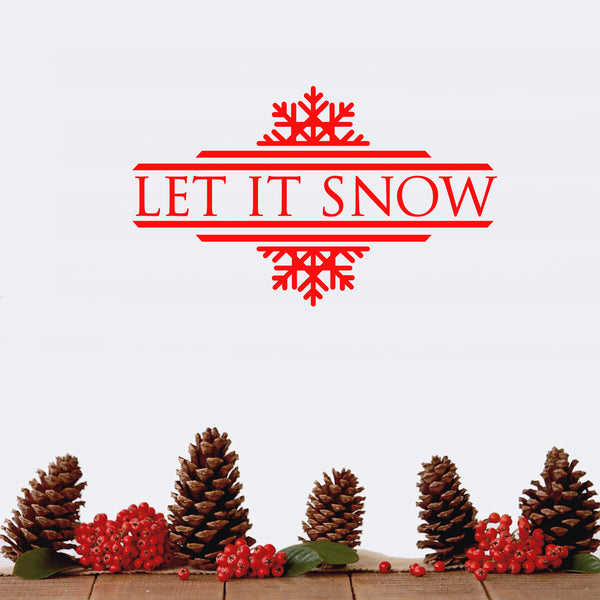 Vinyl Wall Art Decal - Let It Snow - 20" x 33" - Christmas Holiday Seasonal Decoration Sticker - Indoor Outdoor Window Home Living Room Bedroom Apartment Office Door Decor (20" x 33"; Red) Red 20" x 33"
