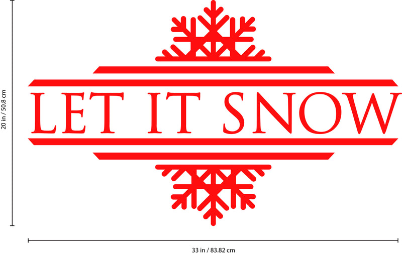 Vinyl Wall Art Decal - Let It Snow - 20" x 33" - Christmas Holiday Seasonal Decoration Sticker - Indoor Outdoor Window Home Living Room Bedroom Apartment Office Door Decor (20" x 33"; Red) Red 20" x 33" 3