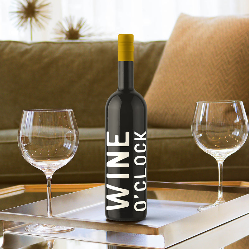 Thank You Wine Bottle Vinyl Sticker Decal - Wine O’Clock - 6" x 3.5" - Unique Party Favor Holiday Season Family Reunion Employee Appreciation Gift White 6" x 3.5" 4