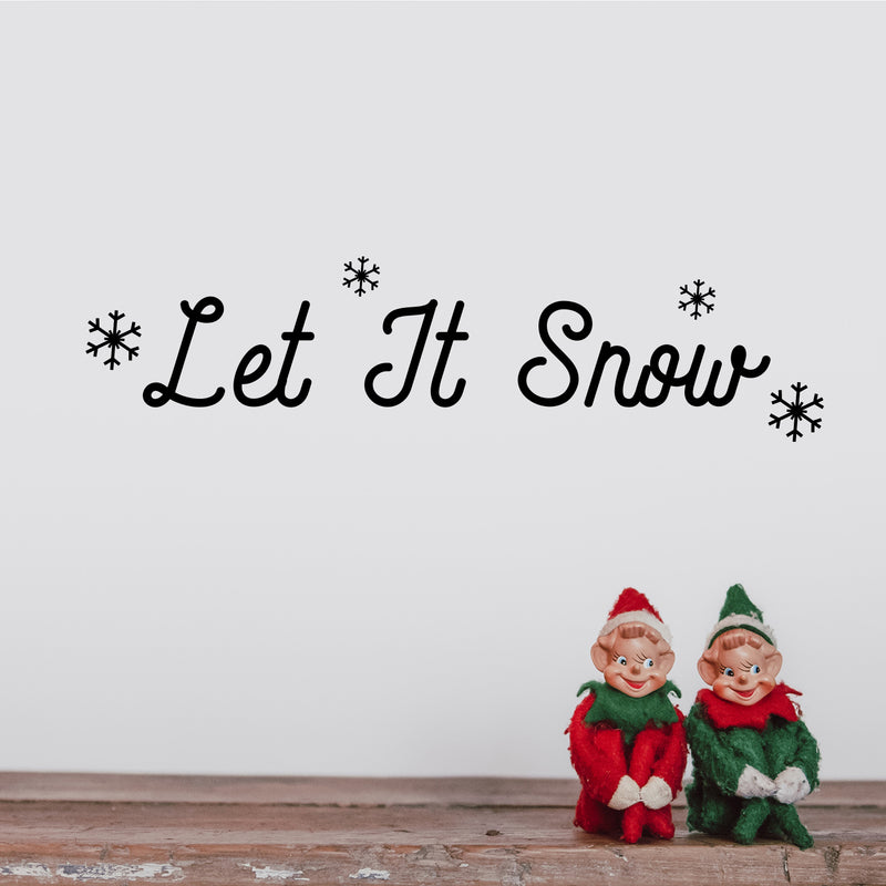 Vinyl Wall Art Decal - Let It Snow Snowflakes - Christmas Holiday Seasonal Decoration Sticker - Indoor Outdoor Home Office Wall Door Window Bedroom Workplace Decor Decals (6" x 23"; Black)   3