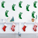 Set of 8 Vinyl Wall Art Decal - Christmas Stockings - 10" x 5.5" Each - Holiday Seasonal Decor Sticker - Indoor Outdoor Home Office Wall Door Window Bedroom Workplace Decals (10" x 5.5" Each; Green) Green 10" x 5.5" each 4