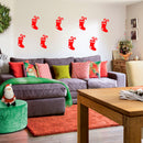 Set of 8 Vinyl Wall Art Decal - Christmas Stockings - 10" x 5.5" Each - Holiday Seasonal Decor Sticker - Indoor Outdoor Home Office Wall Door Window Bedroom Workplace Decals (10" x 5.5" Each; Red) Red 10" x 5.5" each 4