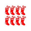 Set of 8 Vinyl Wall Art Decal - Christmas Stockings - 10" x 5.5" Each - Holiday Seasonal Decor Sticker - Indoor Outdoor Home Office Wall Door Window Bedroom Workplace Decals (10" x 5.5" Each; Red) Red 10" x 5.5" each 5