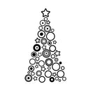 Vinyl Wall Art Decal - Circles and Stars Christmas Tree - 36" x 20" - Seasonal Holiday Decor Sticker - Indoor Outdoor Home Office Wall Door Window Bedroom Workplace Decals (36" x 20"; Black) Black 36" x 20" 2