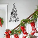 Vinyl Wall Art Decal - Circles and Stars Christmas Tree - 36" x 20" - Seasonal Holiday Decor Sticker - Indoor Outdoor Home Office Wall Door Window Bedroom Workplace Decals (36" x 20"; Black) Black 36" x 20" 4