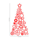 Vinyl Wall Art Decal - Circles and Stars Christmas Tree - 36" x 20" - Seasonal Holiday Decor Sticker - Indoor Outdoor Home Office Wall Door Window Bedroom Workplace Decals (36" x 20"; Red) Red 36" x 20"