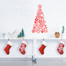 Vinyl Wall Art Decal - Circles and Stars Christmas Tree - 36" x 20" - Seasonal Holiday Decor Sticker - Indoor Outdoor Home Office Wall Door Window Bedroom Workplace Decals (36" x 20"; Red) Red 36" x 20" 2