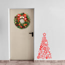 Vinyl Wall Art Decal - Circles and Stars Christmas Tree - 36" x 20" - Seasonal Holiday Decor Sticker - Indoor Outdoor Home Office Wall Door Window Bedroom Workplace Decals (36" x 20"; Red) Red 36" x 20" 3