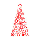 Vinyl Wall Art Decal - Circles and Stars Christmas Tree - 36" x 20" - Seasonal Holiday Decor Sticker - Indoor Outdoor Home Office Wall Door Window Bedroom Workplace Decals (36" x 20"; Red) Red 36" x 20" 4