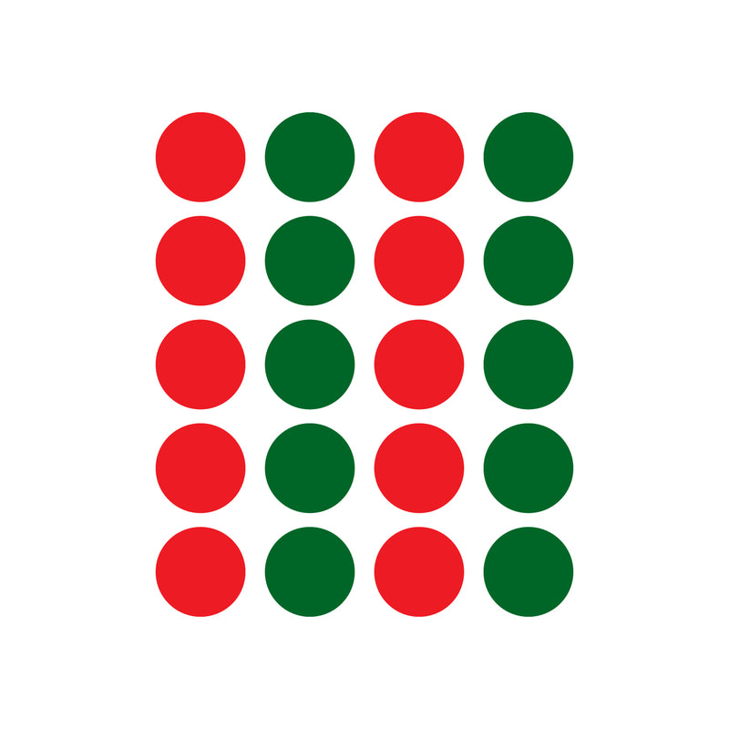 Set of 20 Vinyl Wall Art Decal - Red And Green Polka Dots - Each - Christmas Seasonal Decor Sticker - Indoor Outdoor Window Home Living Room Bedroom Apartment Office Door Deccals   3