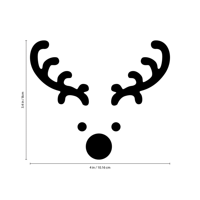 Vinyl Wall Art Decal - Little Reindeer Face - 3.4" x 4" - Christmas Holiday Seasonal Sticker - Indoor Outdoor Wall Door Window Laptop Door Car Bumper Sticker Luggage Decals (3.4" x 4"; Black) Black 3.4" x 4"