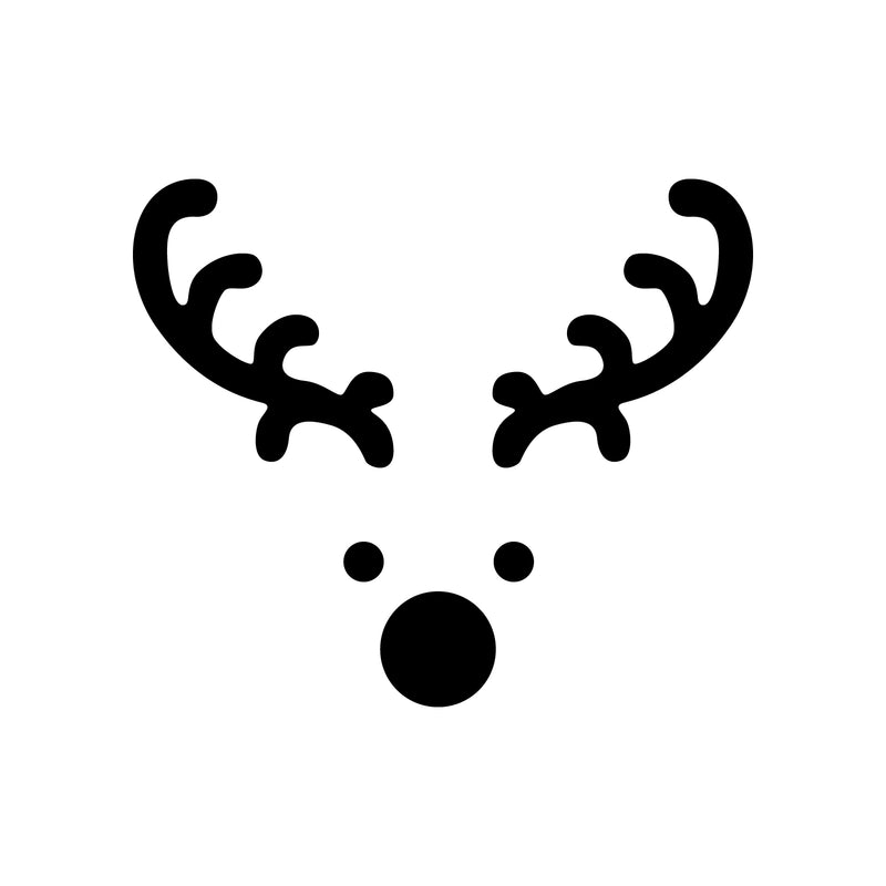 Vinyl Wall Art Decal - Little Reindeer Face - 3.4" x 4" - Christmas Holiday Seasonal Sticker - Indoor Outdoor Wall Door Window Laptop Door Car Bumper Sticker Luggage Decals (3.4" x 4"; Black) Black 3.4" x 4" 4