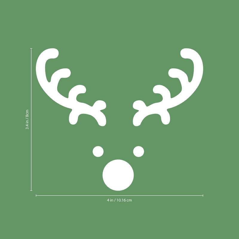 Vinyl Wall Art Decal - Little Reindeer Face - 3.4" x 4" - Christmas Holiday Seasonal Sticker - Indoor Outdoor Wall Door Window Laptop Door Car Bumper Sticker Luggage Decals (3.4" x 4"; White) White 3.4" x 4"