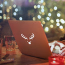 Vinyl Wall Art Decal - Little Reindeer Face - 3.4" x 4" - Christmas Holiday Seasonal Sticker - Indoor Outdoor Wall Door Window Laptop Door Car Bumper Sticker Luggage Decals (3.4" x 4"; White) White 3.4" x 4" 3