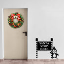 Vinyl Wall Art Decal - Santa Stop with Penguin Sign - 23" x 26" - Holiday Seasonal Sticker - Indoor Outdoor Home Apartment Office Wall Door Window Bedroom Workplace Decor Decals (23" x 26"; Black) Black 23" x 26"