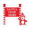 Vinyl Wall Art Decal - Santa Stop with Penguin Sign - 23" x 26" - Holiday Seasonal Sticker - Indoor Outdoor Home Apartment Office Wall Door Window Bedroom Workplace Decor Decals (23" x 26"; Red) Red 23" x 26" 2
