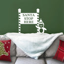 Vinyl Wall Art Decal - Santa Stop with Penguin Sign - 23" x 26" - Holiday Seasonal Sticker - Indoor Outdoor Home Apartment Office Wall Door Window Bedroom Workplace Decor Decals (23" x 26"; White) White 23" x 26" 3