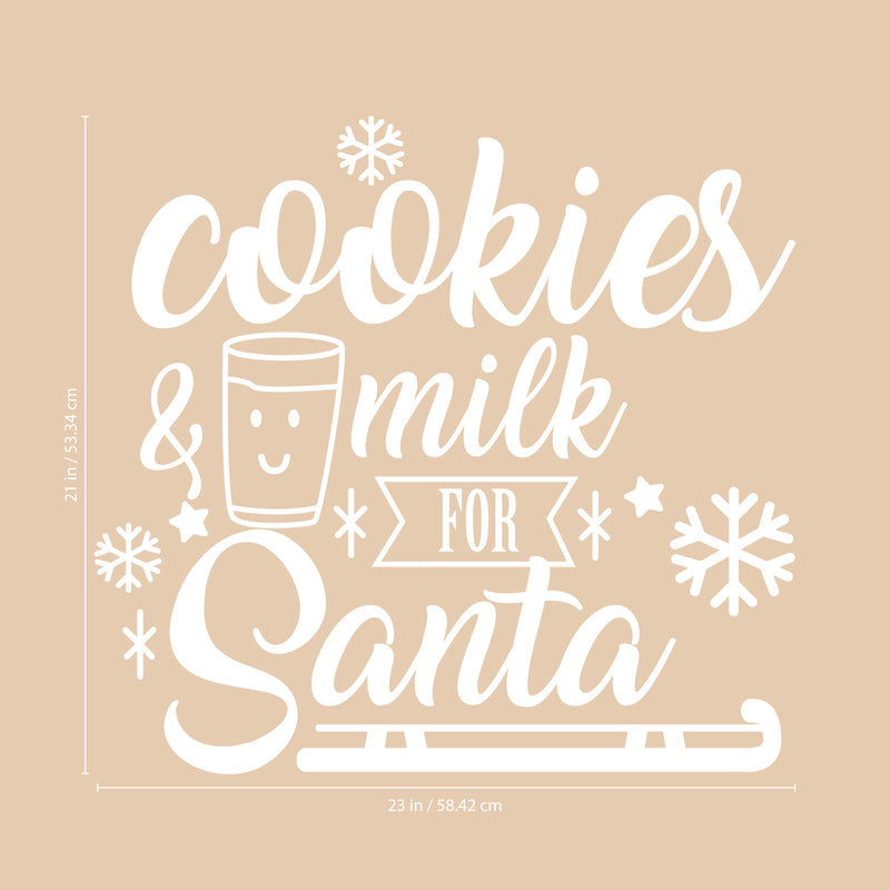 Vinyl Wall Art Decal - Cookies and Milk for Santa - 21" x 23" - Christmas Holiday Seasonal Sticker - Indoor Home Apartment Office Wall Door Window Bedroom Workplace Decor Decals (21" x 23"; White) White 21" x 23"