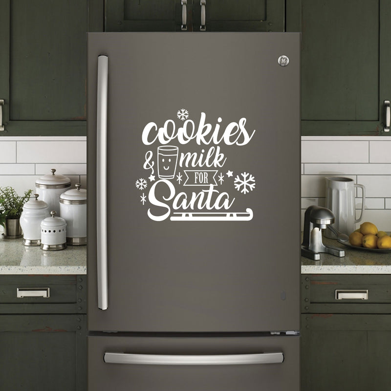 Vinyl Wall Art Decal - Cookies and Milk for Santa - 21" x 23" - Christmas Holiday Seasonal Sticker - Indoor Home Apartment Office Wall Door Window Bedroom Workplace Decor Decals (21" x 23"; White) White 21" x 23" 2