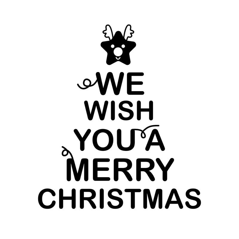Vinyl Wall Art Decal - We Wish You A Merry Christmas - 26" x 23" - Christmas Holiday Seasonal Sticker - Home Apartment Office Wall Door Window Bedroom Workplace Decor Decals (26" x 23"; Black) Black 26" x 23"