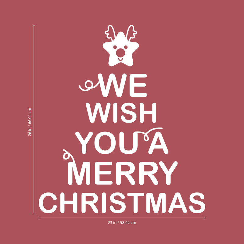 Vinyl Wall Art Decal - We Wish You A Merry Christmas - 26" x 23" - Christmas Holiday Seasonal Sticker - Home Apartment Office Wall Door Window Bedroom Workplace Decor Decals (26" x 23"; White) White 26" x 23"