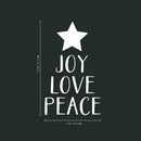Vinyl Wall Art Decal - Star Joy Love Peace - 22.5" x 13" - Christmas Seasonal Holiday Decoration Sticker - Indoor Outdoor Home Office Wall Door Window Bedroom Workplace Decals (22.5" x 13"; Black) White 22.5" x 13"
