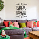 Vinyl Wall Art Decal - We Wish You A Merry Christmas and Happy New Year - 30" x 23" - Christmas Holiday Seasonal Sticker - Home Apartment Wall Door Window Work Decor Decals (30" x 23"; Black) Black 30" x 23" 3