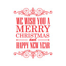Vinyl Wall Art Decal - We Wish You A Merry Christmas and Happy New Year - 30" x 23" - Christmas Holiday Seasonal Sticker - Home Apartment Wall Door Window Work Decor Decals (30" x 23"; Red) Red 30" x 23" 4