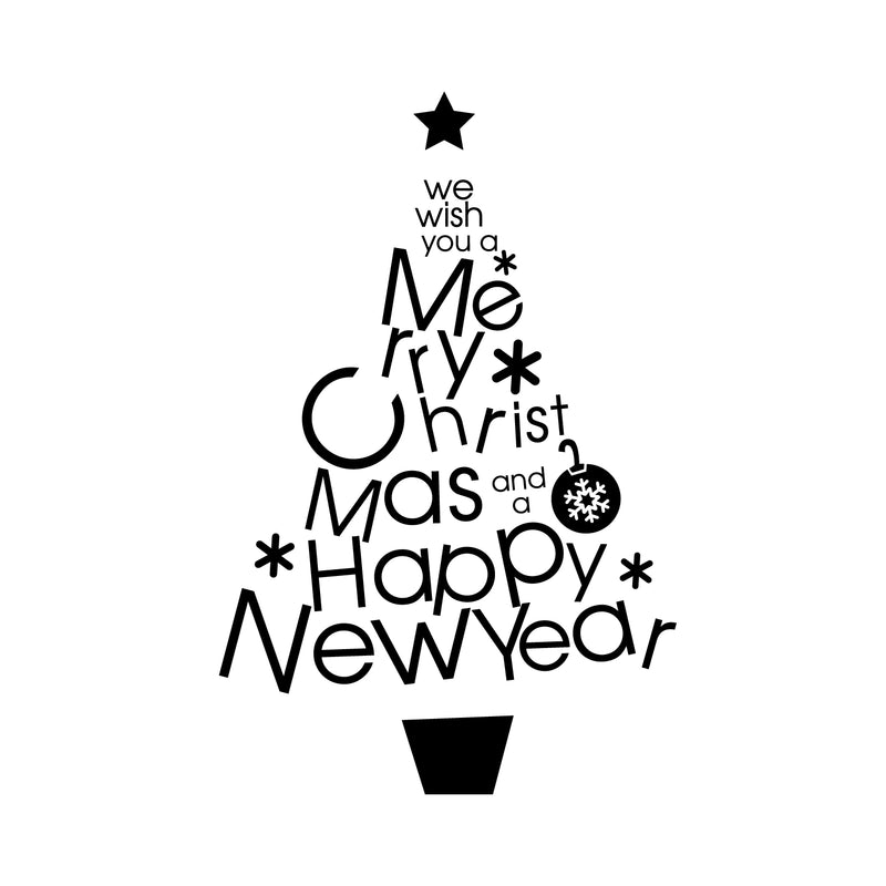 Vinyl Wall Art Decal - We Wish You A Merry Christmas and A Happy New Year - Christmas Holiday Seasonal Sticker - Home Apartment Wall Door Window Work Decor Decals (32" x 21"; Green)   4