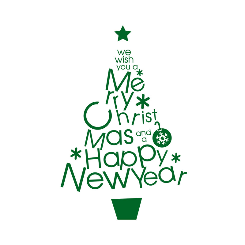Vinyl Wall Art Decal - We Wish You A Merry Christmas and A Happy New Year - Christmas Holiday Seasonal Sticker - Home Apartment Wall Door Window Work Decor Decals (32" x 21"; Green)   5