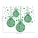 Set of 4 Vinyl Wall Art Decal - Ornaments - 23" x 28" - Christmas Holiday Seasonal Decoration Sticker - Indoor Outdoor Home Office Wall Door Window Living Room Bedroom Decor Decals (23" x 28"; Green) Green 23" x 28"