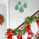 Set of 4 Vinyl Wall Art Decal - Ornaments - 23" x 28" - Christmas Holiday Seasonal Decoration Sticker - Indoor Outdoor Home Office Wall Door Window Living Room Bedroom Decor Decals (23" x 28"; Green) Green 23" x 28" 3