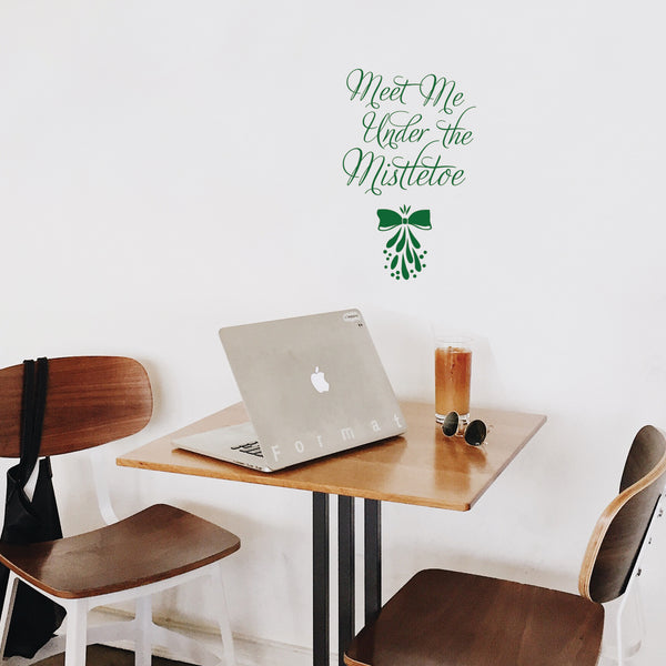 Vinyl Wall Art Decal - Meet Me Under The Mistletoe - 22. Christmas Seasonal Holiday Decoration Sticker - Home Office Door Window Bedroom Workplace Decals   5