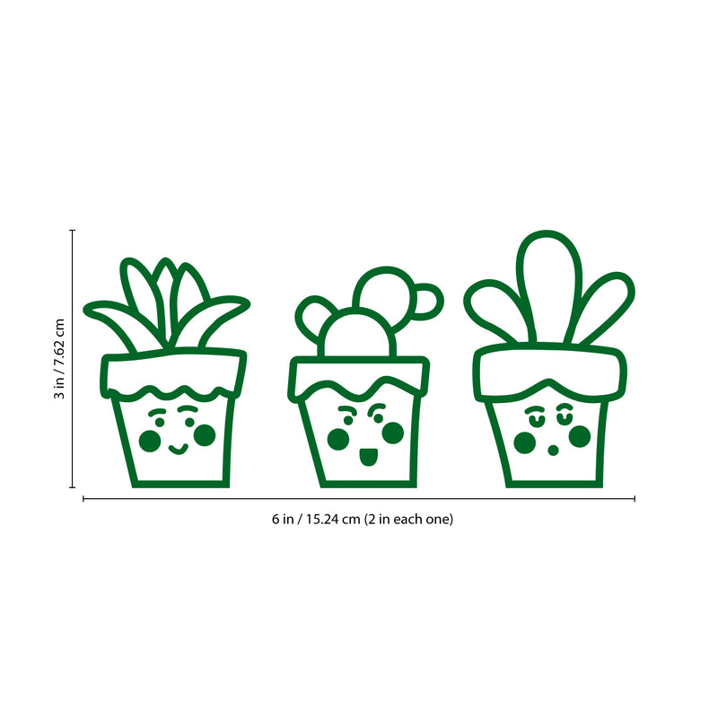 Set of 3 Vinyl Wall Art Decals - Tiny Cactus - Each - Fun Cute Stickers for Home Apartment Decal Old Wild West Laptop Skin Car Bumper Sticker Luggage Window Desk (Each; Green)   5